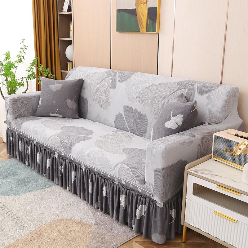 Printed Sofa Cover Stretch Couch Covers Patterned Slipcovers With Skirt Washable Spandex Furniture Protector For Living Room
