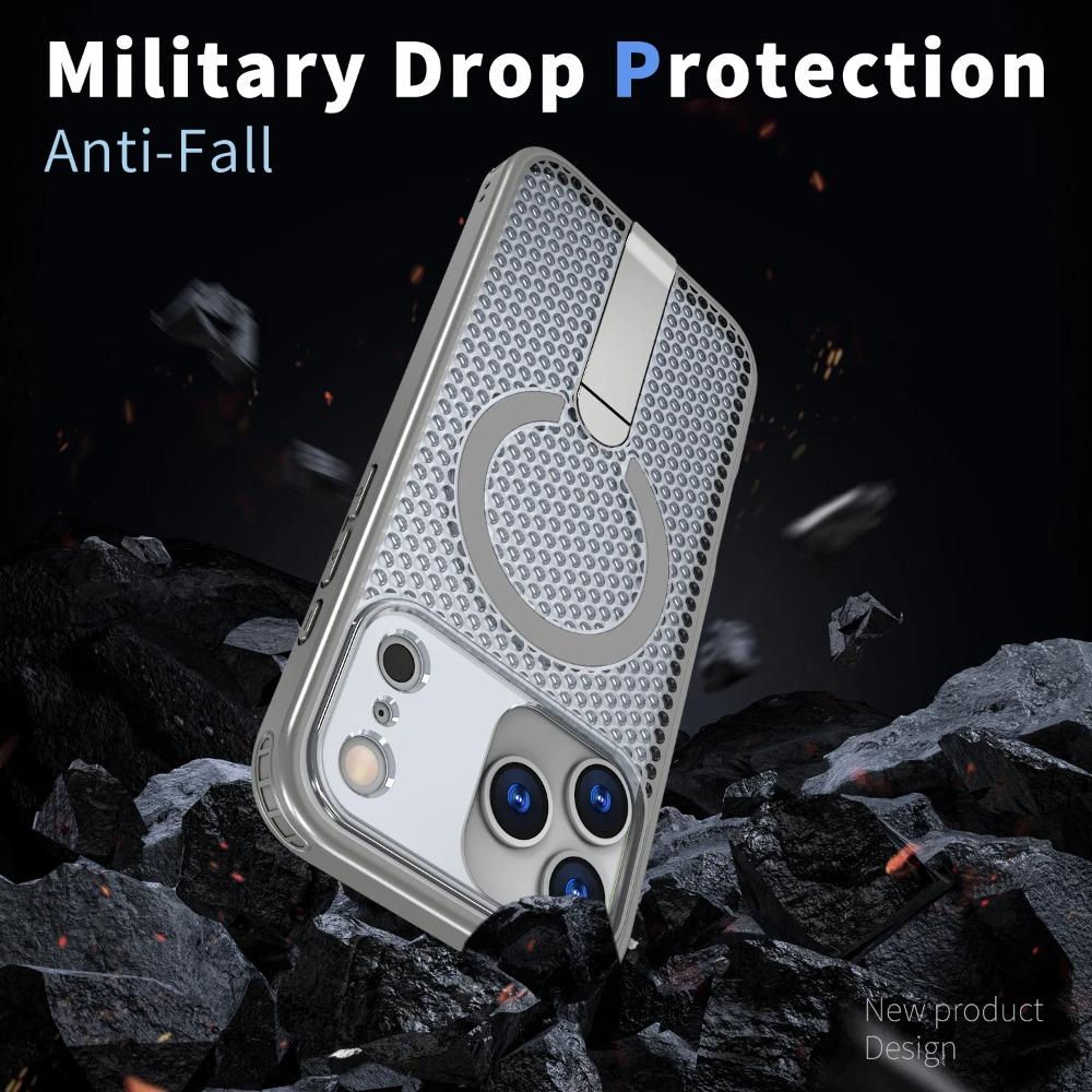 Heat Dissipation Magnetic Case For iPhone 17 Air 16 15 14 Plus 13 12 Pro Max Soft TPU Foldable Kickstand Armor Protection Cover