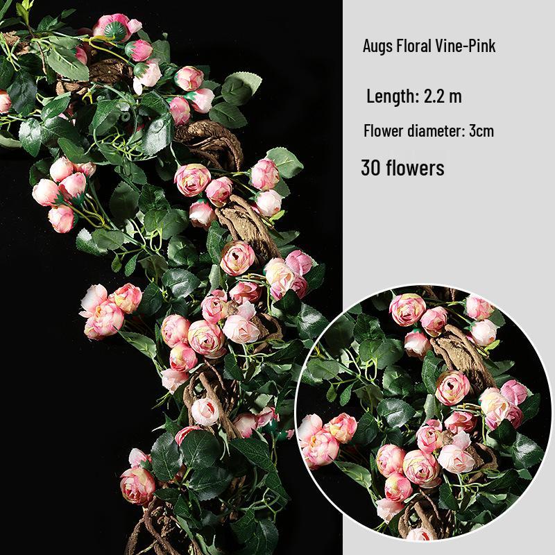 Artificial Rose Vine Wall Decor for Air Conditioner Pipes