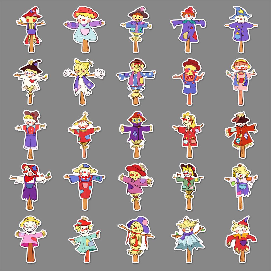 50 Scarecrow Doodle Stickers Cartoon Hand Drawn Creative Decorative Mobile Phone Case Water Cup Luggage Stickers