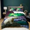 3D Print Aurora Borealis Polyester Duvet Cover Set Tree Under Magnetic Field Of Nature With Northern Lights Landscape Picture