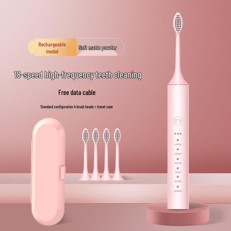 Unisex Rechargeable Ultrasonic Soft Bristle Electric Toothbrush for Home & Travel