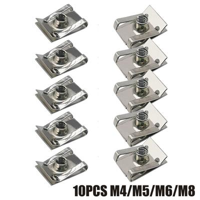 10 Stück M8 M6 M5 M4 U-Klammern mit Gewinde 8mm 5mm 6mm 4mm Blechmuttern für Auto Motorrad Roller ATV Moped Motorradzubehör