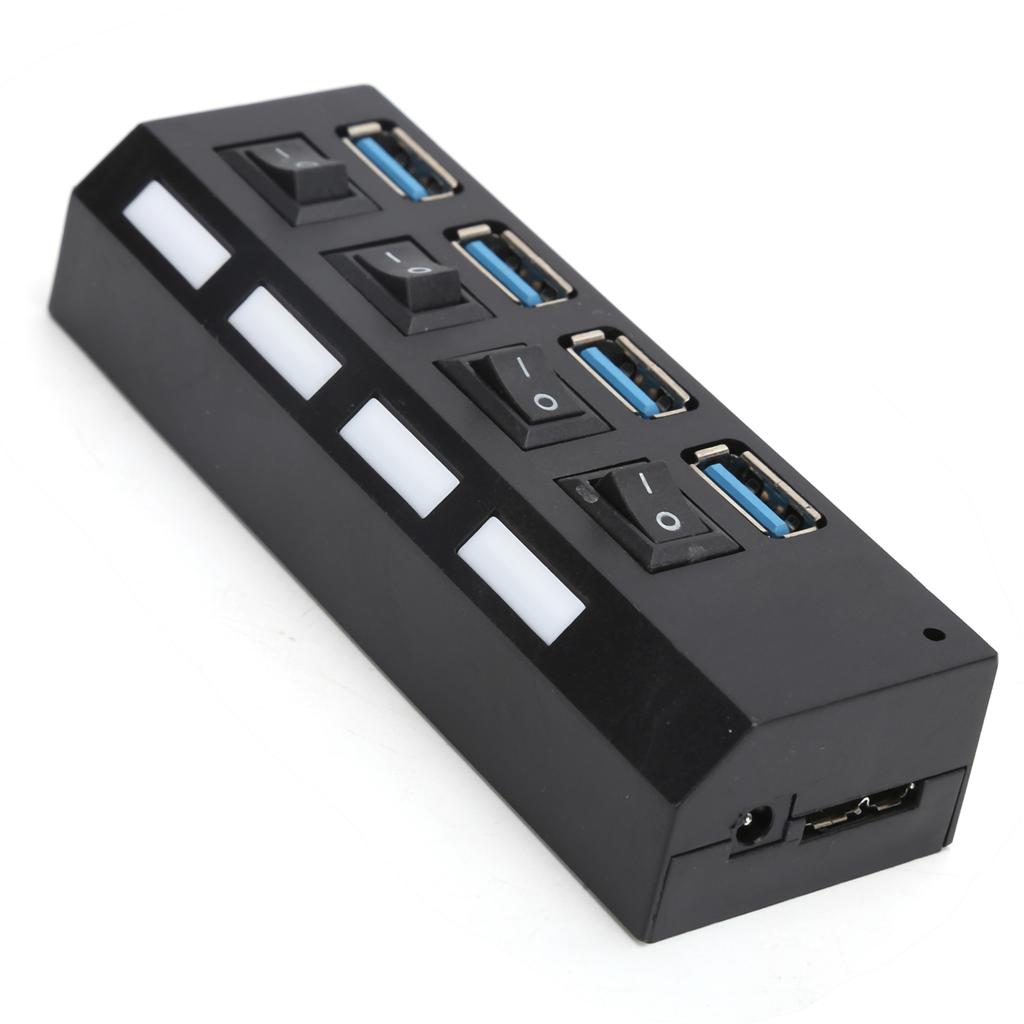 USB 3.0 Hub 4‑Port Expander Date Hub with Individual Power Switches for Keyboard Wide Voltage