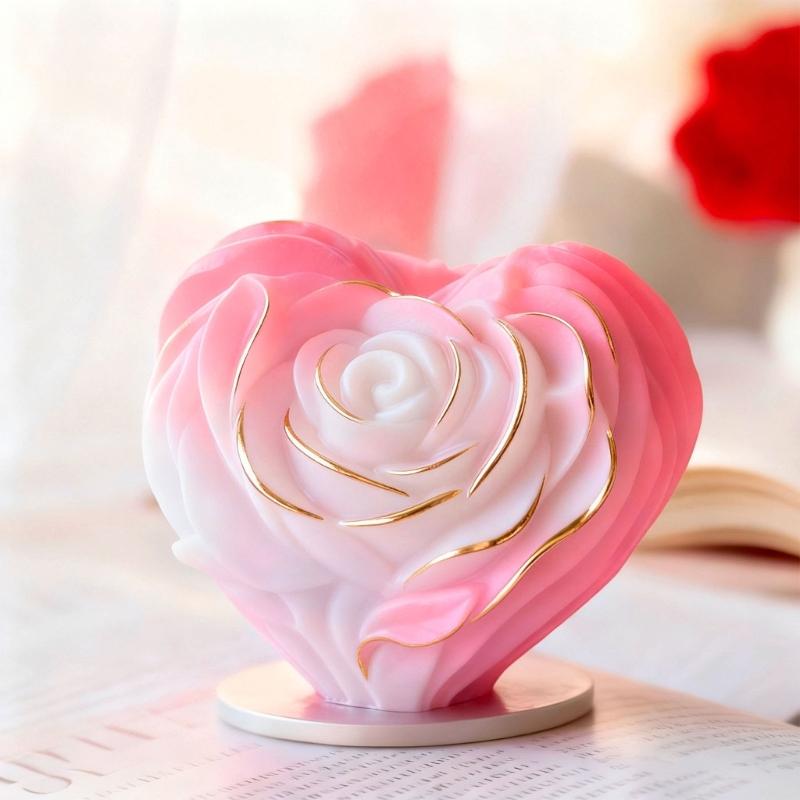 Rose Heart Silicone Candle Molds for Making Candle Soap Home Decoration Multipurpose Silicones Mould for Epoxy Resin