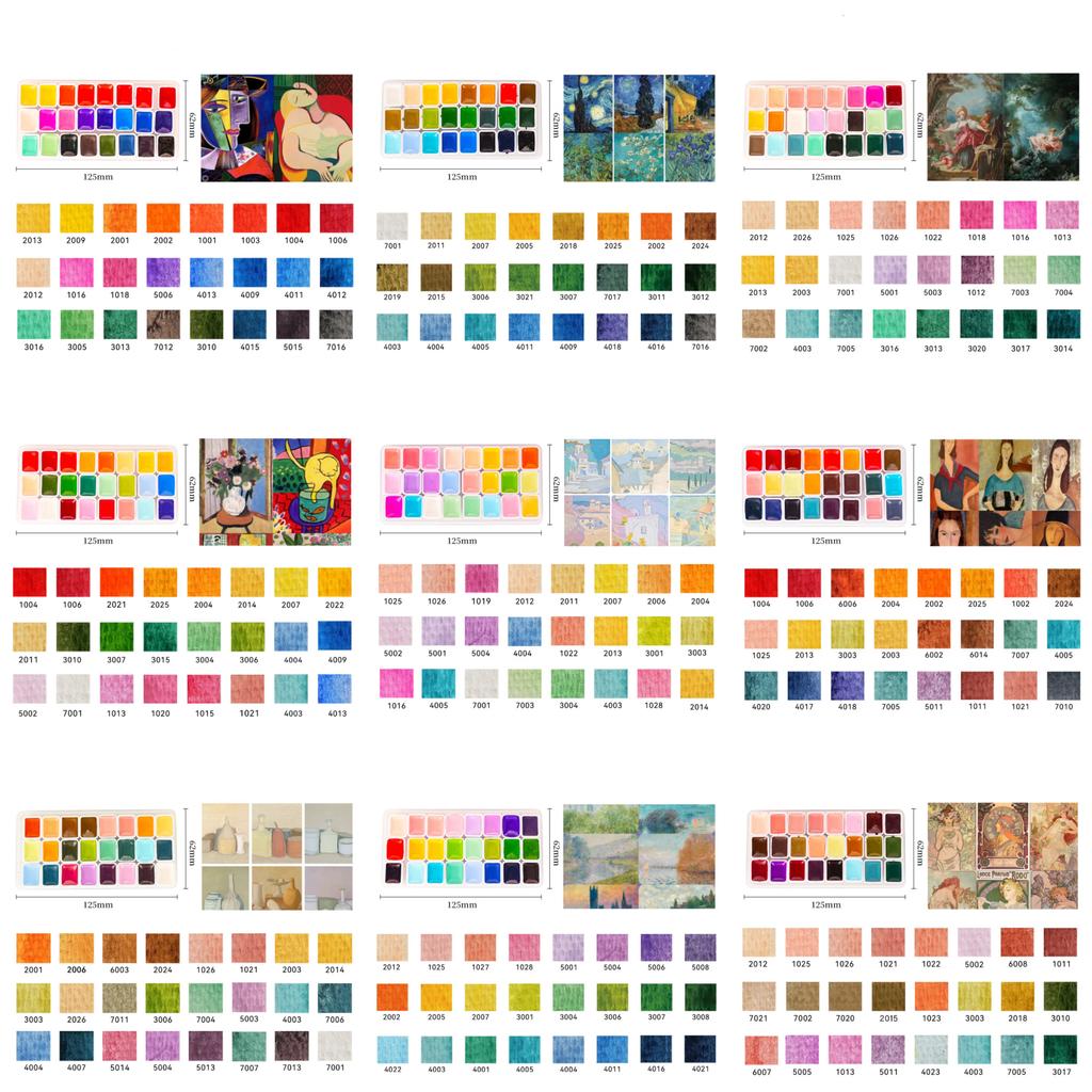 Artists Watercolors Paint Set 24/96/216 Colors 1ml Acuarela Professional Pigments Art Supplies, for Art Drawing Sketching