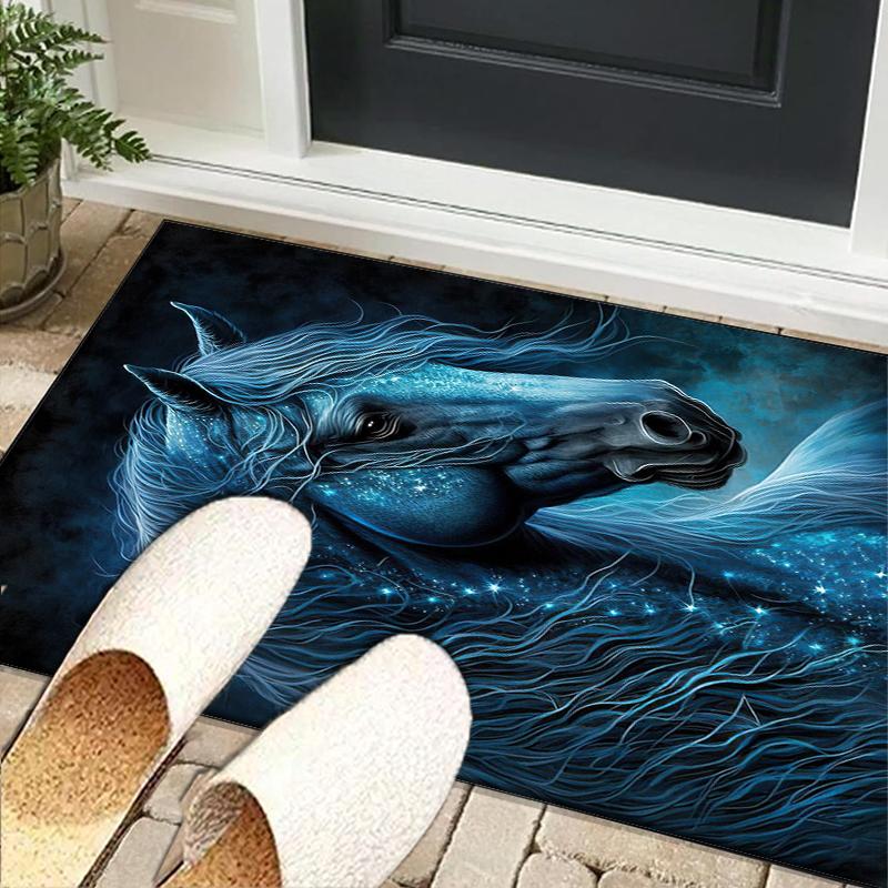 Blue Horse Dreams Office Rug Chair Mat, Entryway Carpet, Suitable for Front Door, Bedroom, Living Room, Desk, Holiday Gift