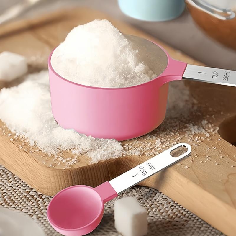 4/8pcs Measuring Cup and Spoon Set, Stackable Cups and Spoons, Nested Measuring Cups with Stainless Steel Handles