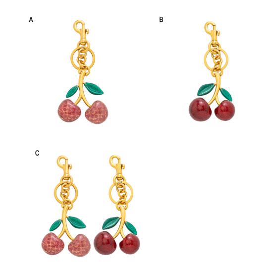 1/2Pcs Keychain Holder Cherry Leaves Charm Keyring Fade-resistant Alloy Key Ring Backpack Car Accessory