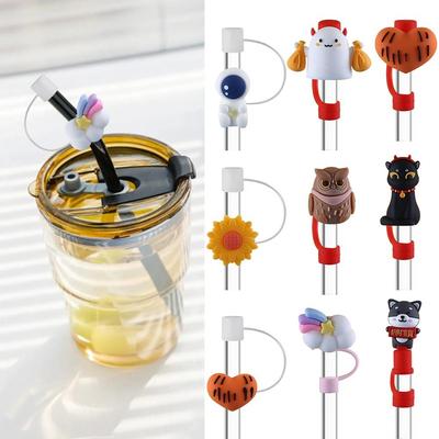 Silikon-Strohhalm-Stecker, luftdicht, Strohhalm-Topper, niedlich, staubdicht, Trinkkappe, Tassenzubehör