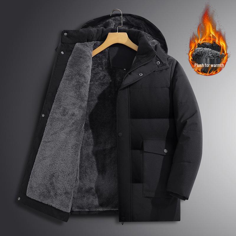 Dad's Winter Warm Plus Velvet Thick Cotton Jacket for Middle-Aged Men