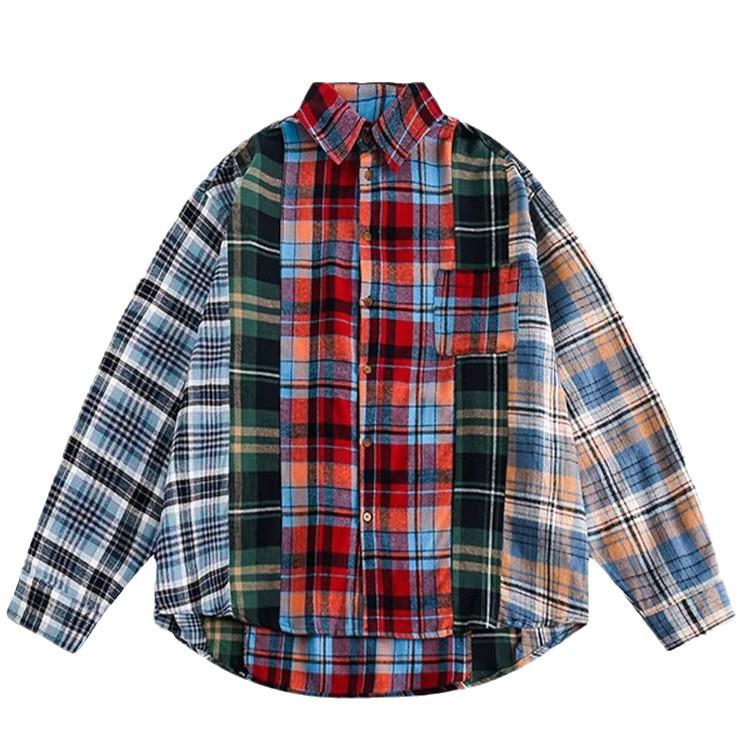Korean Retro Plaid Long-Sleeve Unisex Shirt Jacket - 2024 Spring Trend