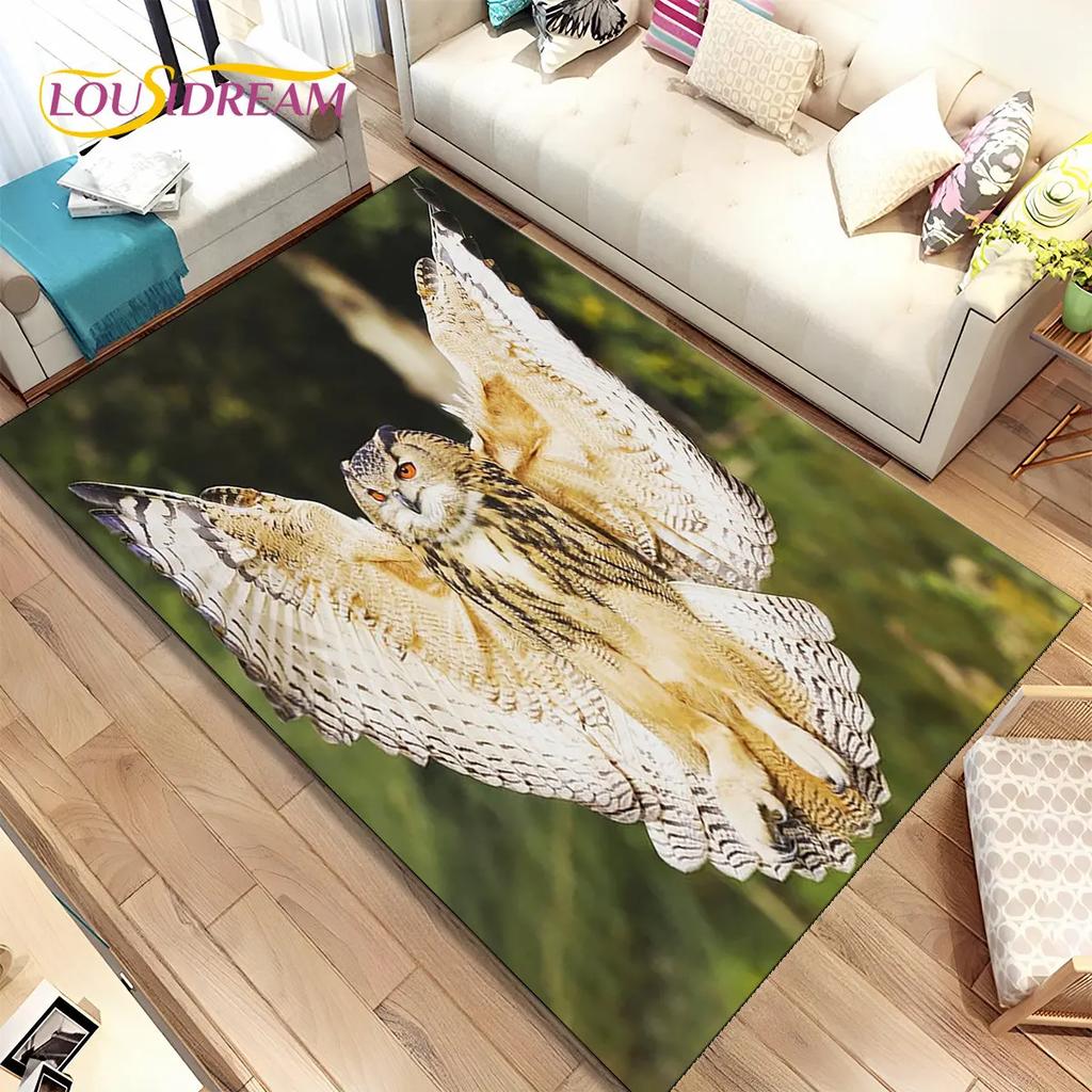 Schattige Uil 3D Cartoon Vloerkleed, Tapijt voor Huis Woonkamer Kinderkamer Bank Deurmat Decoratie, Kinderspeel Niet-slip Vloermat