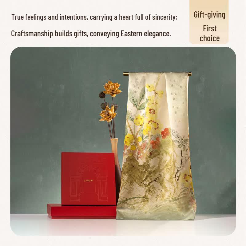 Shanghai Story 100% Mulberry Silk Printed Long Scarf