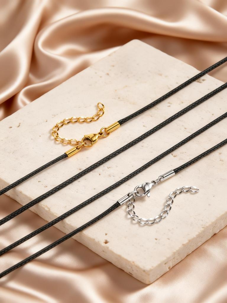 Simple Black Wax Rope Chain Necklace Stainless Steel Clasp Waterproof Braided Leather Chain Choker Trendy Jewelry for Women