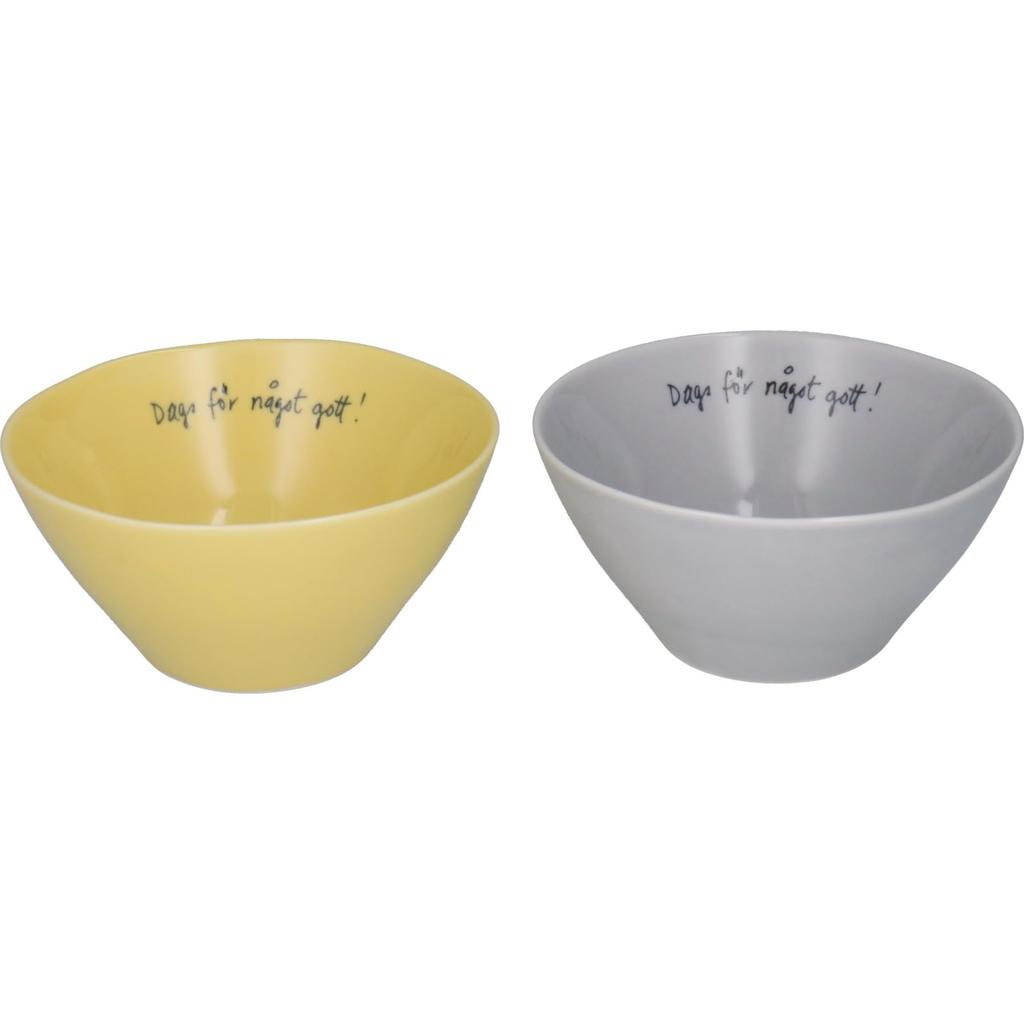 Yamaka Shoten Lisa Larson Pair Made in Bowls, Plates, 13cm, Set, Stroll, Yellow/Gray, Japan, LL90-79