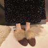 Fashion Slip On Simple Shoes Outwear Woman Warm Shoes Mules Natural Suede Flat Shoes for Women SlippersMules Women's Fur Flats Slippers