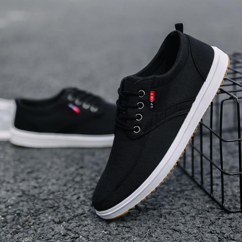 Fashion Men's Canvas Shoes Breathable Round Head Lace Up Sneakers Casual Work Comfortable Trainers Zapatillas De Deporte Botines Hombres