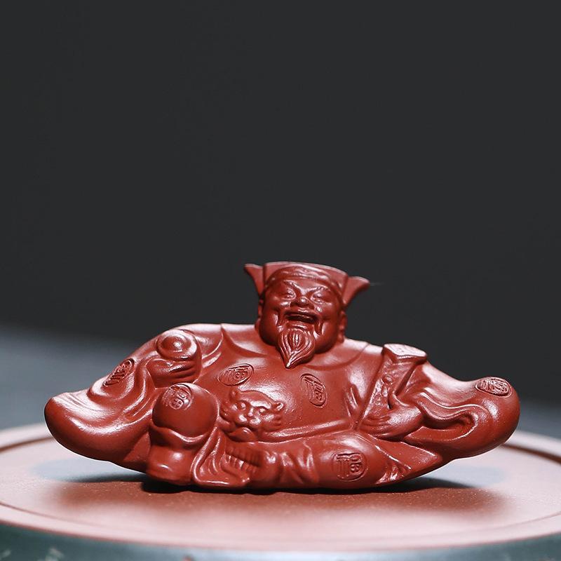 Purple Clay Maitreya Buddha Guanyin God Of Wealth Tea Pet Luxury Exquisite Miniature Tea Figurine Play Toys Tea Statue Ornaments