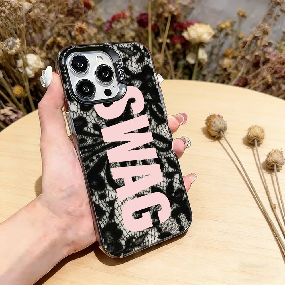 Luxury Y2K Style SWAG Phone Case For iPhone 17,16,15,14,13,12,11 Plus,Pro Max,XS,Colorful Silver Phone case Funda Cover