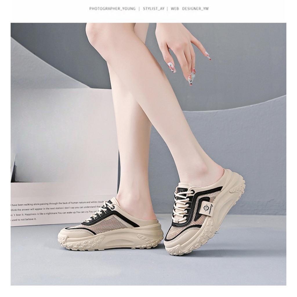 Lässige Halbschuhe Damenschuhe für Sommer-Outdoor-Bekleidung, Ein-Fuß-Faulschuhe, Sportschuhe, Mesh-Kühle Hausschuhe