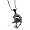 Qixi Valentine's Day Couple Heart Key Patchwork Black & White Matching Necklace