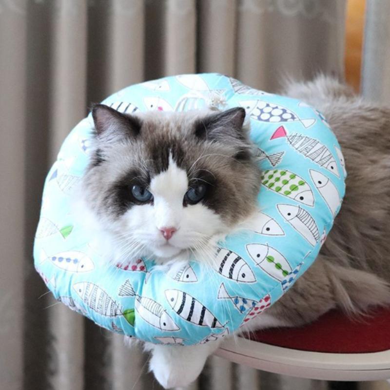 Elizabeth Circle Cat Anti Bite, Anti Lick, Anti Scratch Soft Head Cover Cat Dog Pet Sterilization Shame Ring Cotton Neck Collar