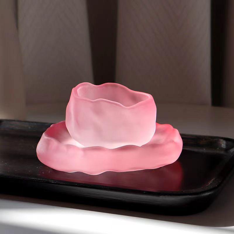 

Chinese Style Pink Frosted Teacup, Pink Glass, Tea Set, Fairy Cup Tea cup розовый