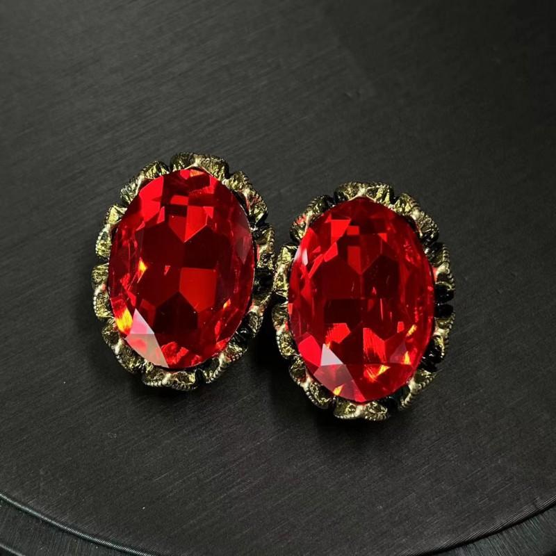 Vintage Rhinestone Crystal Glass Earrings Art Studded Jewelry