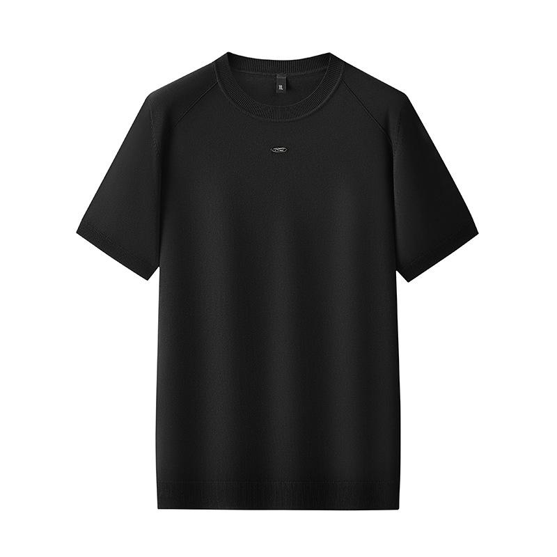 Plus Size Men's Round Neck Short Sleeve Knit Pullover - 2025 Autumn/Winter Collection