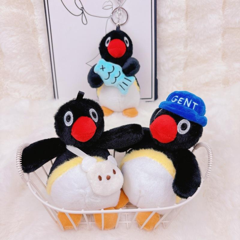 Cartoon Cute Cross-dressing Little Penguin Pendant Cute Plush Doll Holding Fish Keychain Decoration Gift