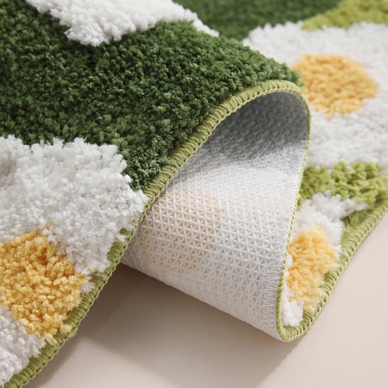 Floor Moss Carpet Cartoon Flower Print Thick Great Water Absorption Non Slip