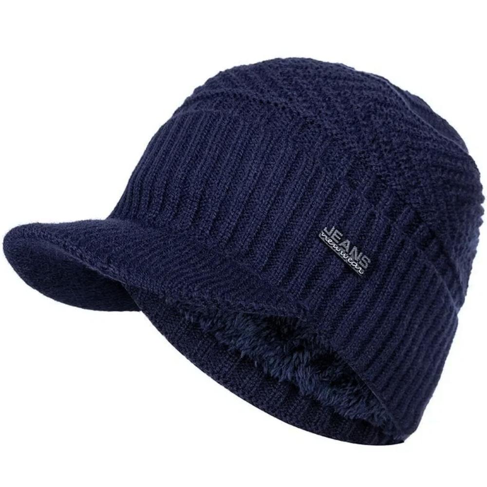 Hot Sale Unisex Warm Winter Hats Plush Fur Lined Warm Cap With Brim Outdoor Knitted Hats For Men & Women