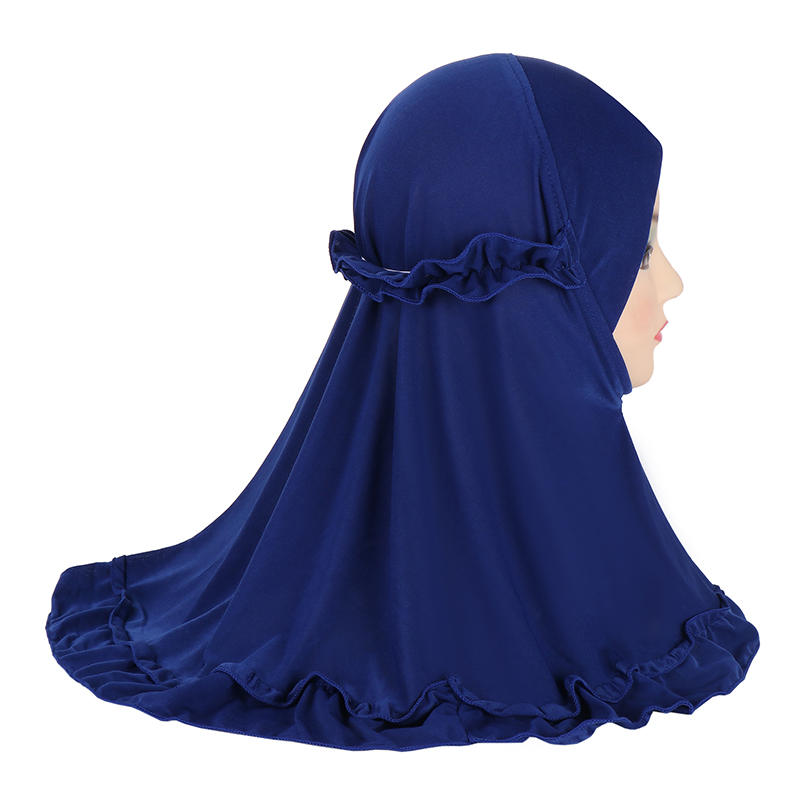 1Pc Fashion And Beautiful Fit 3-6 Years Old Girls Cute Solid Color Hijab Head Scarf With Crinkles Baby Muslim Shawl Turban Caps