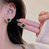 Vintage Emerald Green Rhinestone Stud Earrings For Women Inlaid Crystal Stud Earrings For Bridal Wedding Ear Zircon Gifts