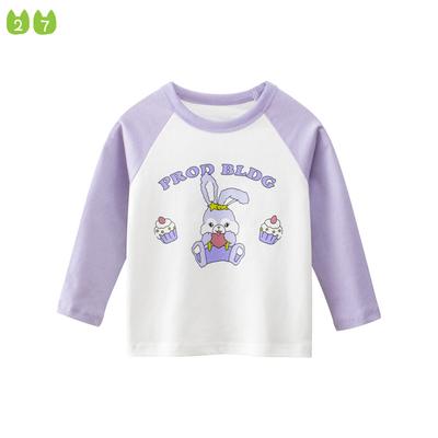 T-shirt da ragazza Cartoon per bambini Manica lunga Top in cotone