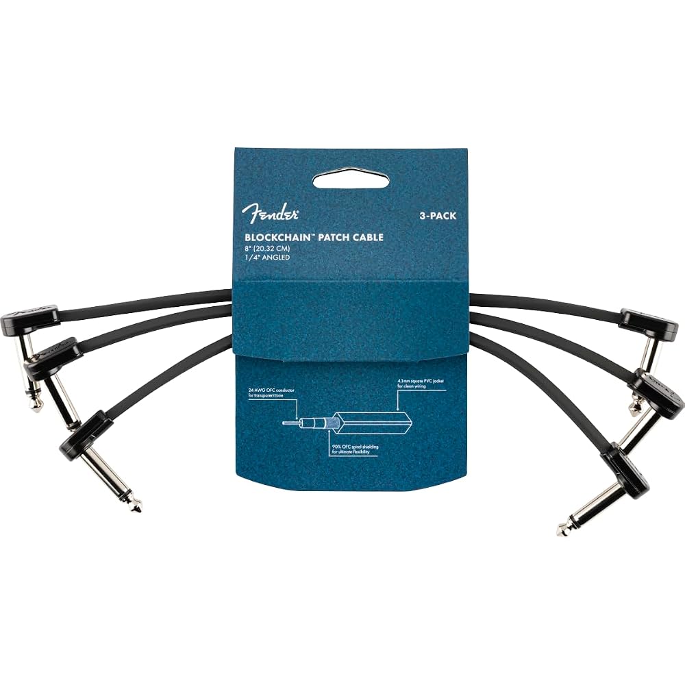 Fender Blockchain 8-Inch Angle/Angle Patch Cable 3-Pack Audio Accessories