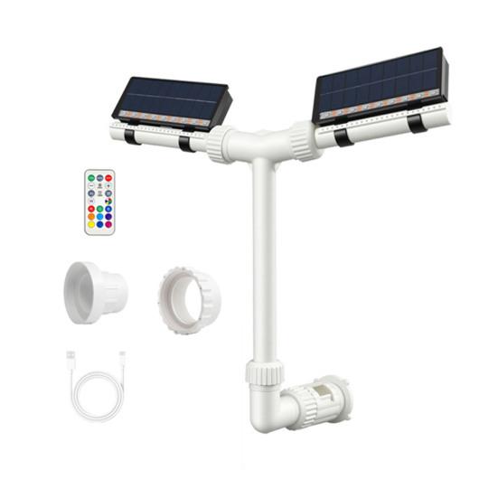 Solar Pool Fountain Fountain with Swimming Pool LED Lights Multi-Color Dual-Head Adjustable Spray