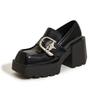 British style loafers women's 2025 spring new thick-soled heightened thick-heeled small leather shoes, one pedal high-heeled single shoes