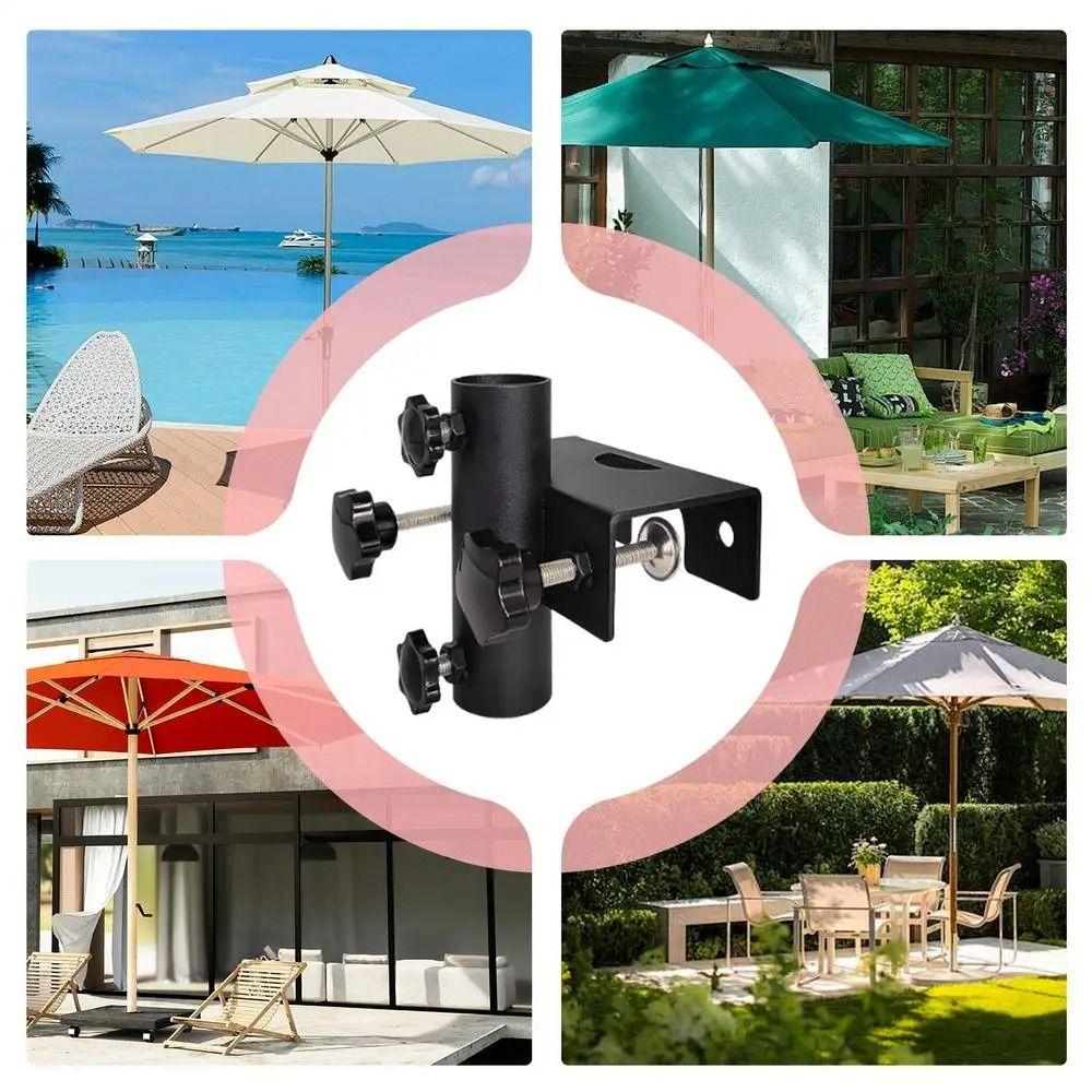 Flexible Balcony Umbrella Holder Rust-Resistant Paint Parasol Support Clamp Patio Use