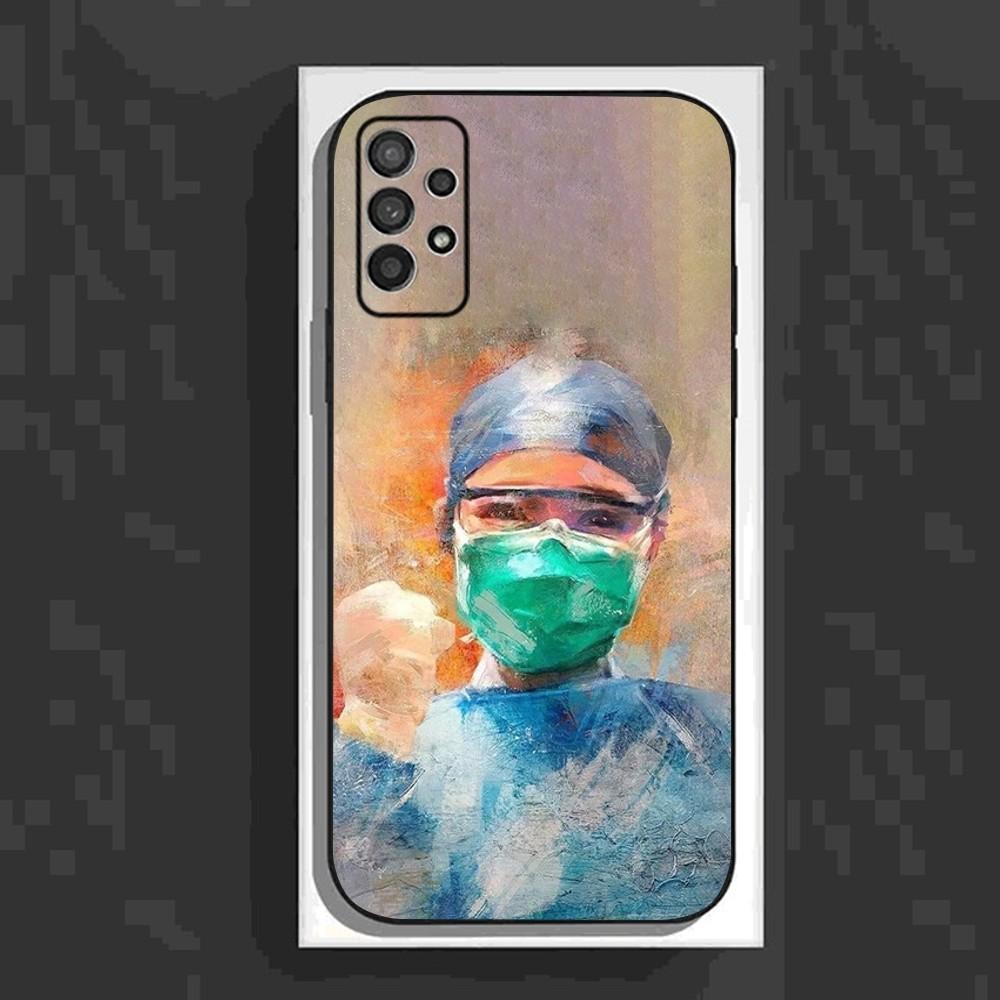 Nurse Cartoon Doctors Phone Case For Samsung Galaxy A13,A21s,A22,A31,A32,A52,A53,A71,A80,A91 Soft Black Cover
