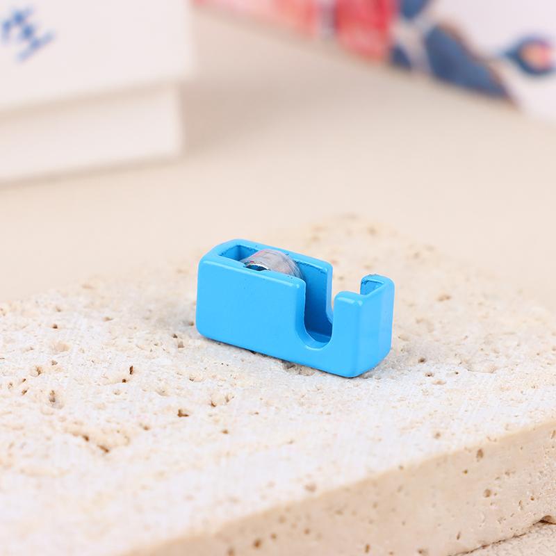 1/12 Dollhouse Tape Dispenser Dolls House Mini Tape Cutter Dollhouse Stationery Decor Office School Pretend Play Toy