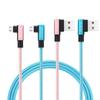 RoiCiel Micro USB Fast Data Durable Nylon Compatible with Android Pink Cable, L-shaped, 2.4A Charging, High-Speed Transfer, Braid,