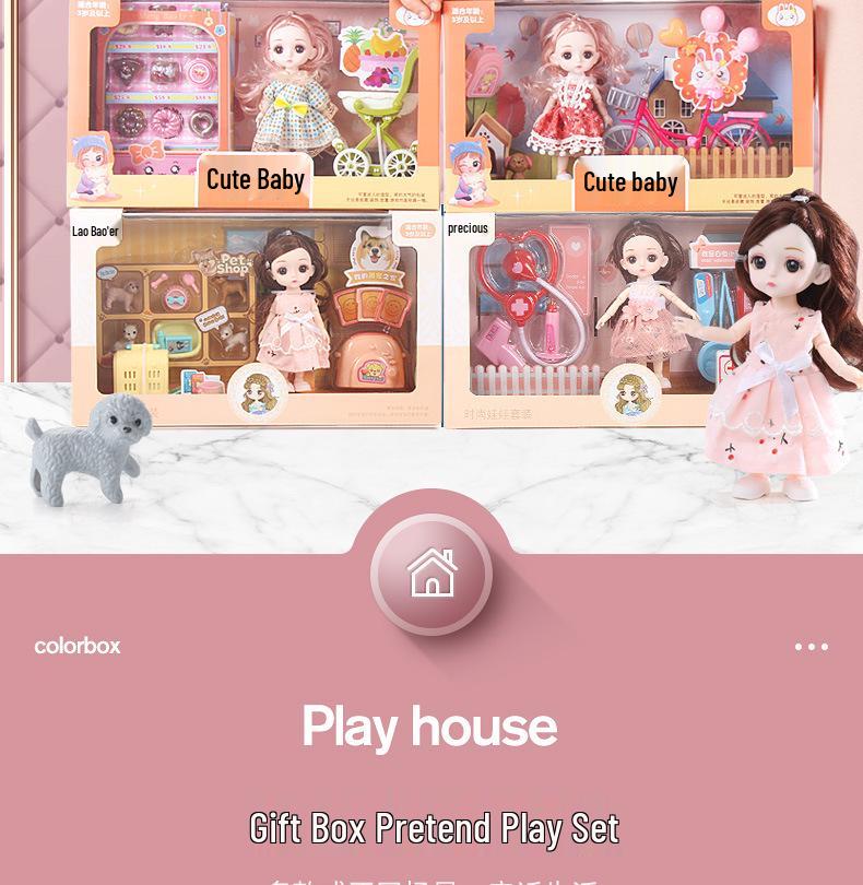 Princess Doll Gift Box Set: Dress-Up Barbie Doll Toys for Girls