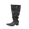 Big Tube Circumference Boots Women's Spring and Summer New Hot Girls But Knee Boots Pointed Thick Heel Black Pile Boots Women