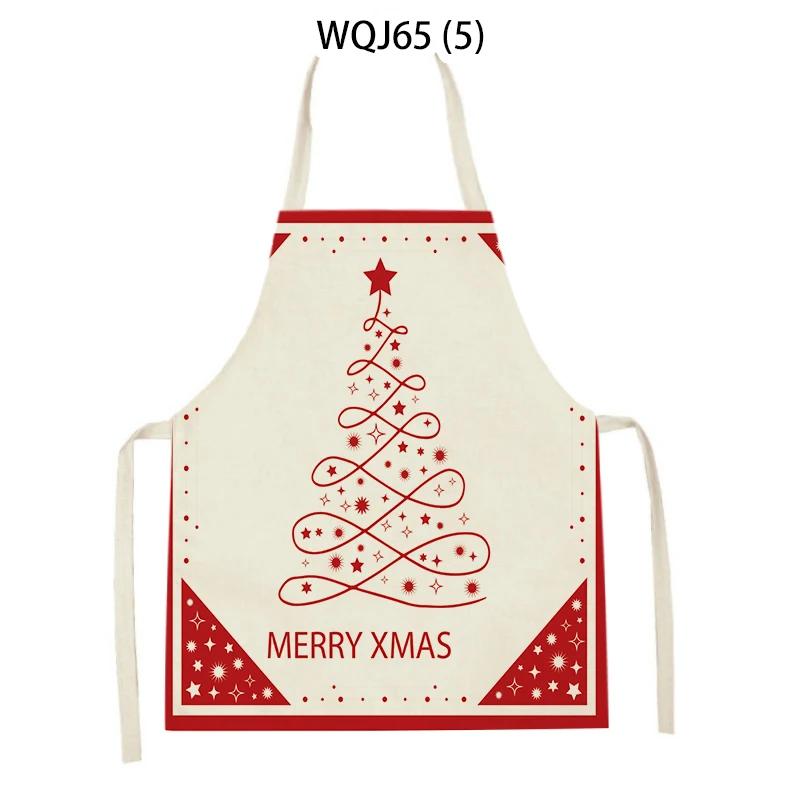 Christmas Apron Snowflake Tree Kitchen Apron Santa Claus Elk Snowman Print Aprons Dinner Party Cooking Apron Baking Accessories