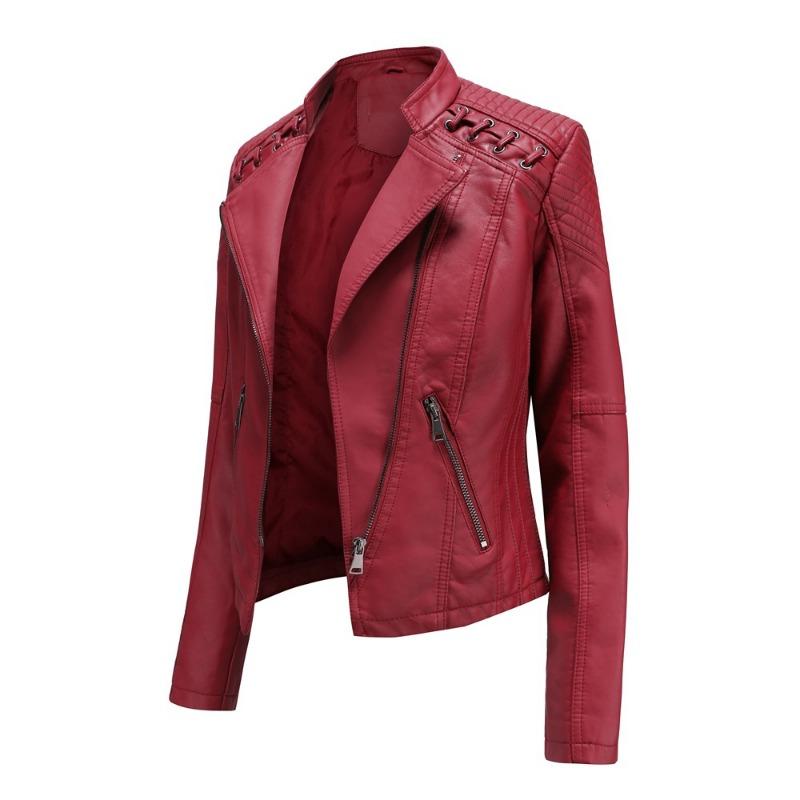 New Spring and Autumn Women's Leather Jacket Women's Jacket Slim Thin Small Jacket Women's Motorcycle Clothing Leather Jacket
