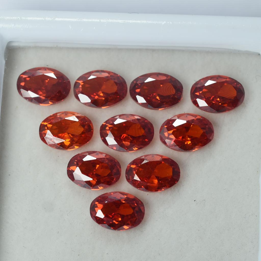 Orange Sapphire Oval Cut 9 Pcs Natural CERTIFIED Loose Gemstone 7x5 MM Lot S-43859