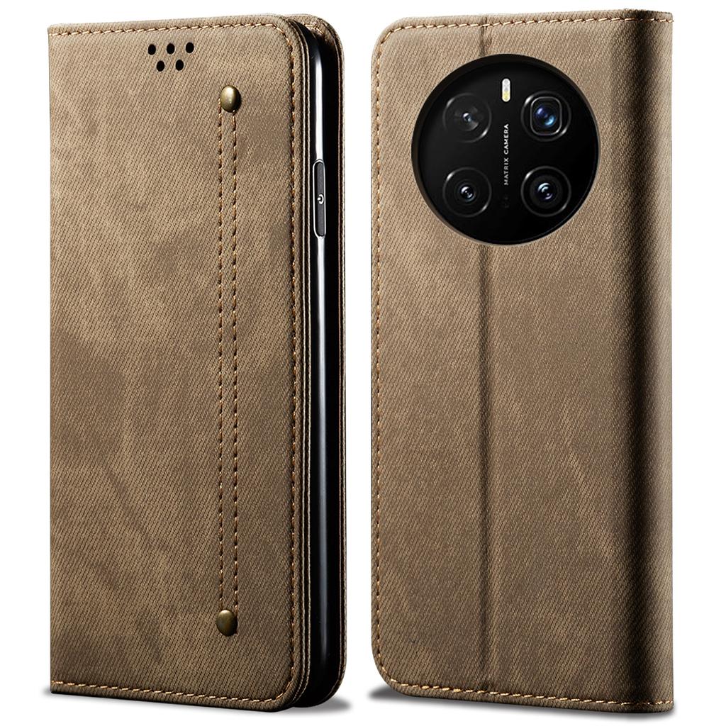 For Honor Magic7 5G Case Jeans Cloth Texture Anti-Scratch Leather Stand Phone Cover