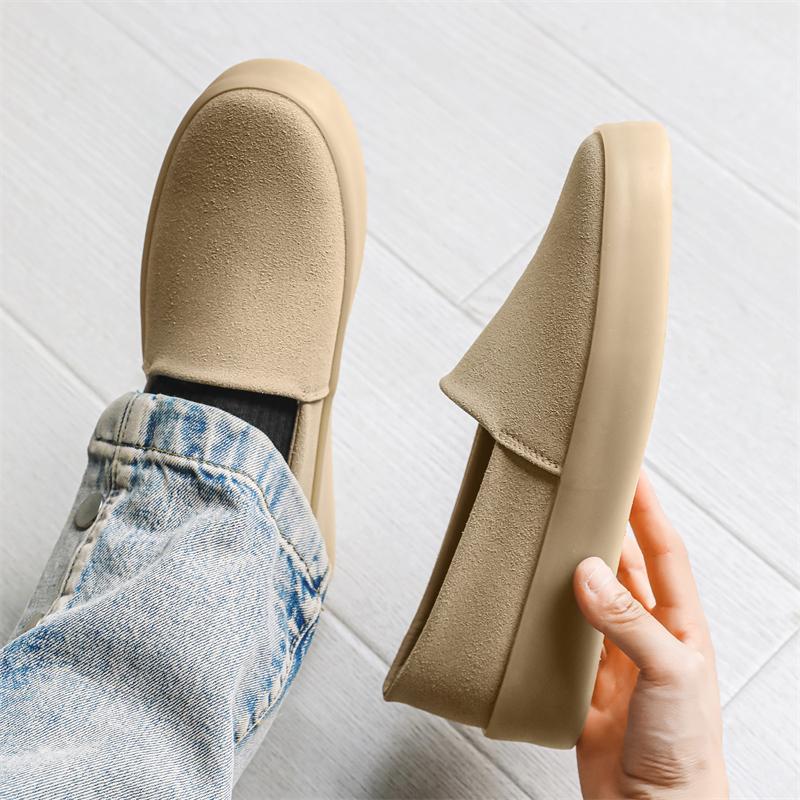 Fashion Fashion Khaki Men's Loafers Comfortable Suede Casual Shoes for Men Light Platform Slip-On Skateboard Shoes Men Chaussure Hommes